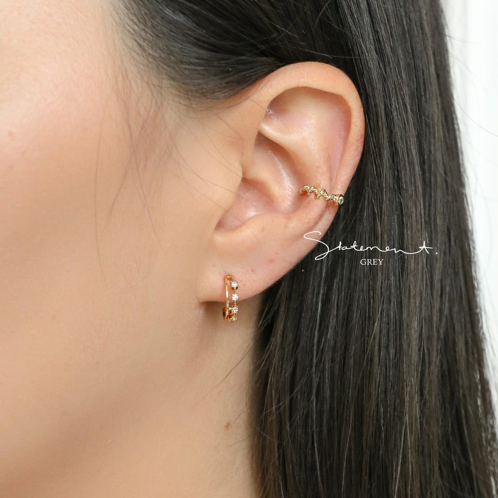 Theo Beaded Huggie Earrings