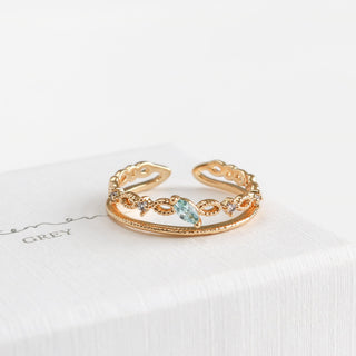 Aqua Blue Marquise Double Ring