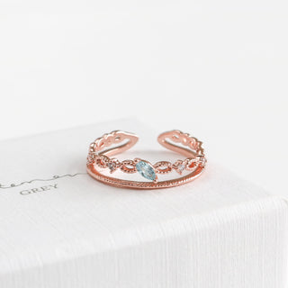 Aqua Blue Marquise Double Ring
