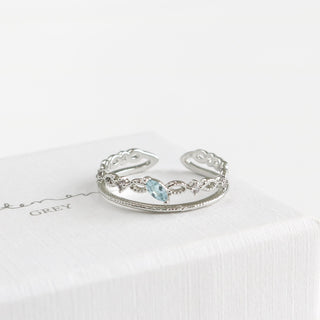 Aqua Blue Marquise Double Ring