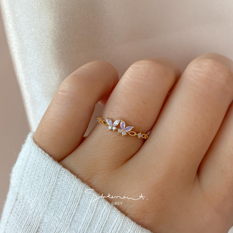 Lavender Pink Twin Butterfly Ring