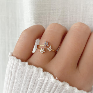 Double Blossom Butterfly Ring