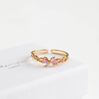 Pink Floral Infinity Ring