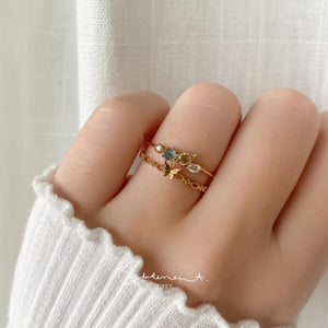 Blue Green Stone Butterfly Ring