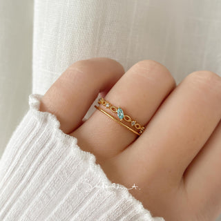 Aqua Blue Marquise Double Ring