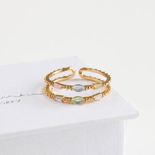 Pastel Gem Double Beaded Ring