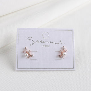 Wild Thyme Sprig Pearl Earrings