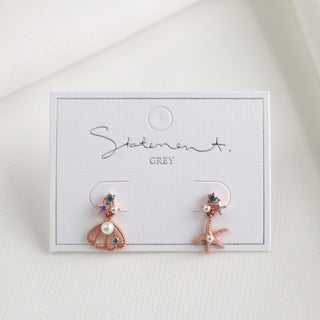 Seashell Starfish Pearl Earrings