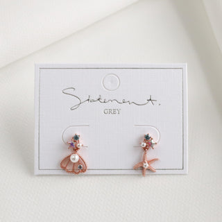 Seashell Starfish Pearl Earrings