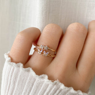 Duo Pink Butterfly Blossom Ring