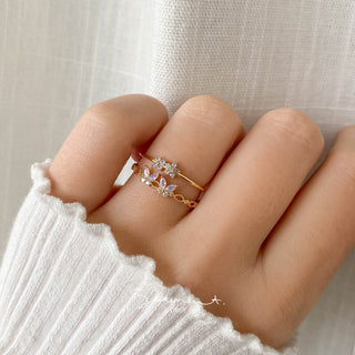 Duo Pink Butterfly Blossom Ring