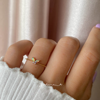 Violet Iridescent Butterfly Ring