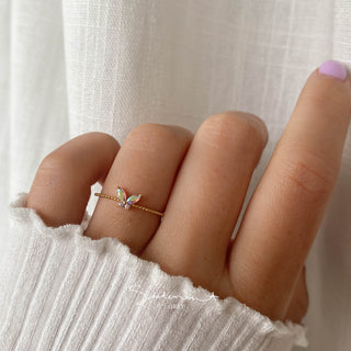 Violet Iridescent Butterfly Ring