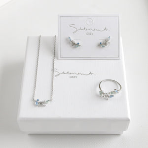 Bleu Set - Necklace, Ring, & Earrings