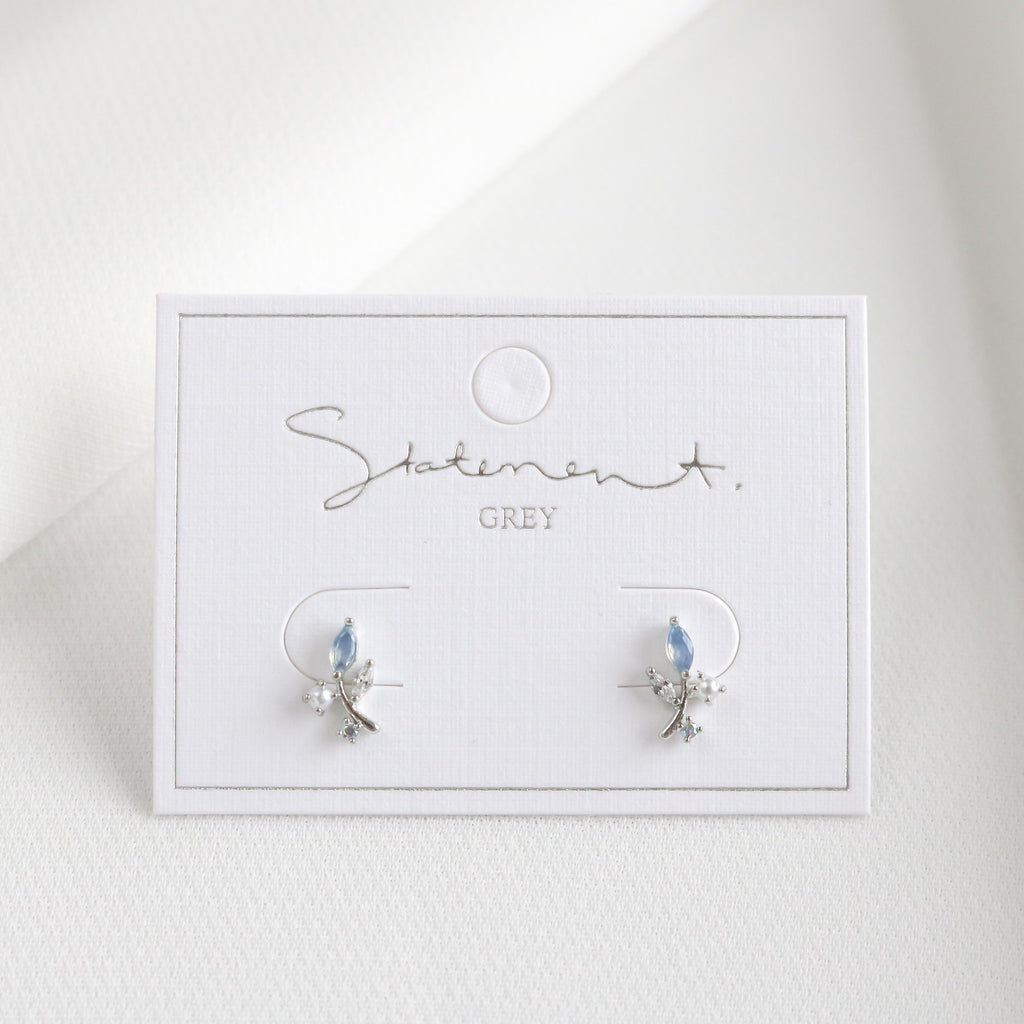 Blue Sprig Pearl Earrings