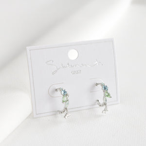 Blue Green Stone Butterfly Hoop Earrings