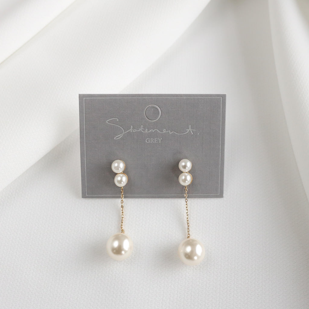 Double Pearl Drop Earrings