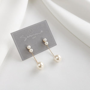 Double Pearl Drop Earrings