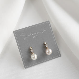 Linear Crystal Pearl Drop Earrings