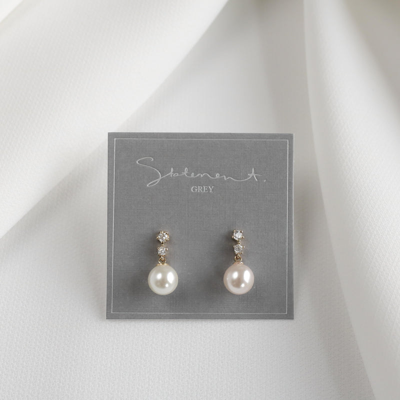 Linear Crystal Pearl Drop Earrings