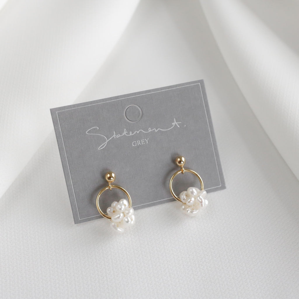 Pearl Sphere Hoop Earrings