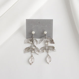 Fluttering Leaf Pearl Drop Earrings