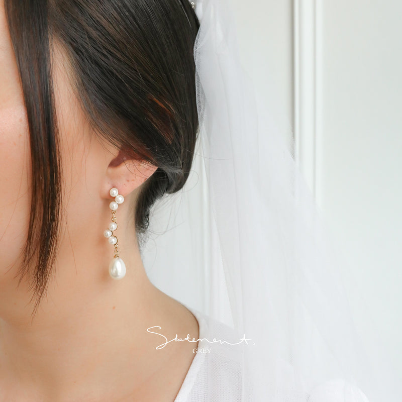 Pearl Cluster Drop Earrings