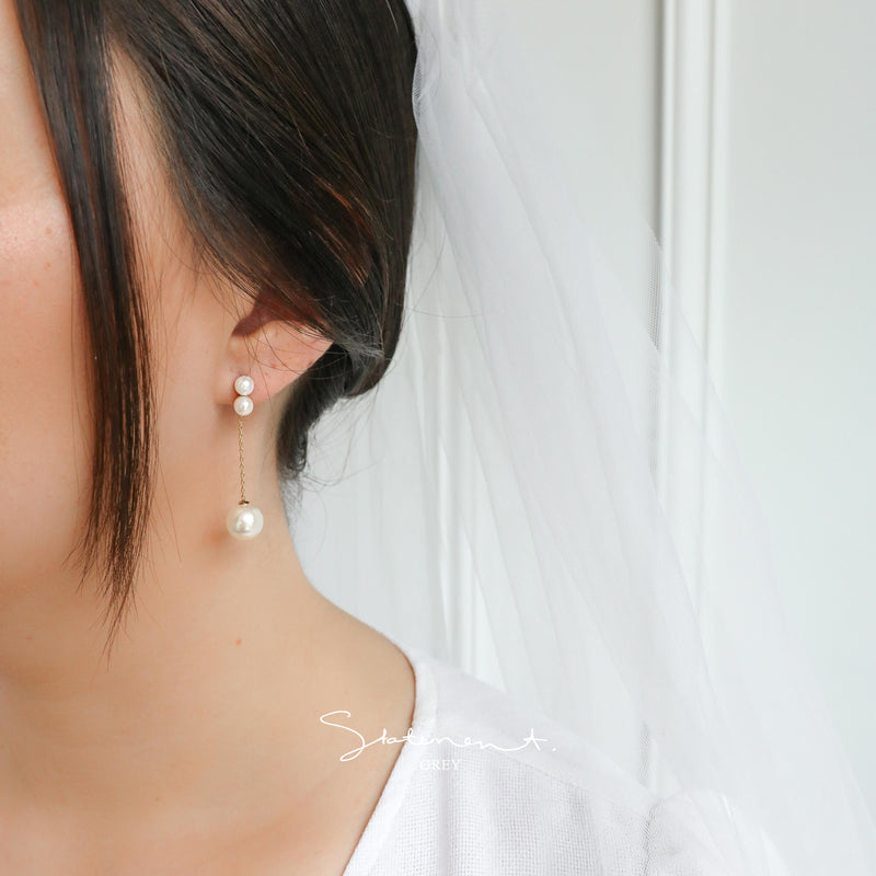 Double Pearl Drop Earrings