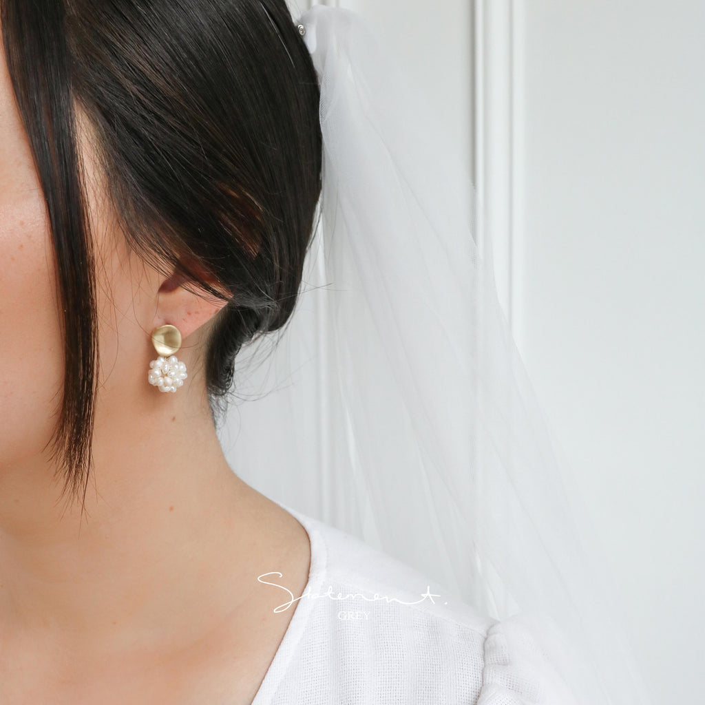 Matte Gold Pearl Droplet Earrings