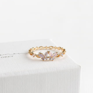 Lavender Pink Twin Butterfly Ring