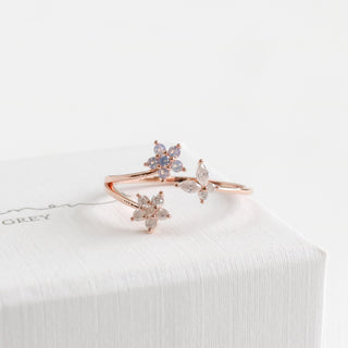 Double Blossom Butterfly Ring