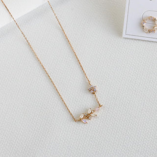 Rosy Blossom Leaf Branch Necklace