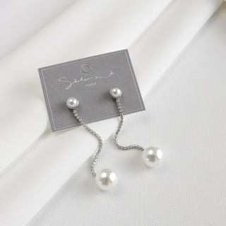 Pearl and Crystal Tennis Earrings