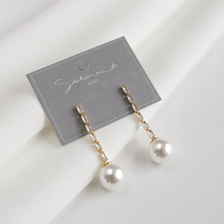 Baguette Crystal Pearl Drop Earrings