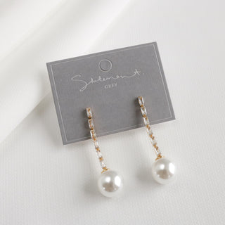 Baguette Crystal Pearl Drop Earrings