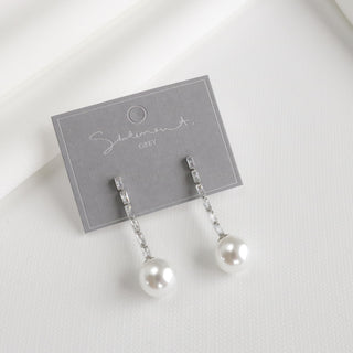 Baguette Crystal Pearl Drop Earrings