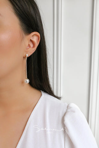 Pearl and Crystal Tennis Earrings