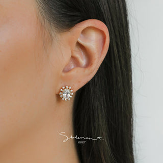 Evelyn Pearl Oval Crystal Stud Earrings