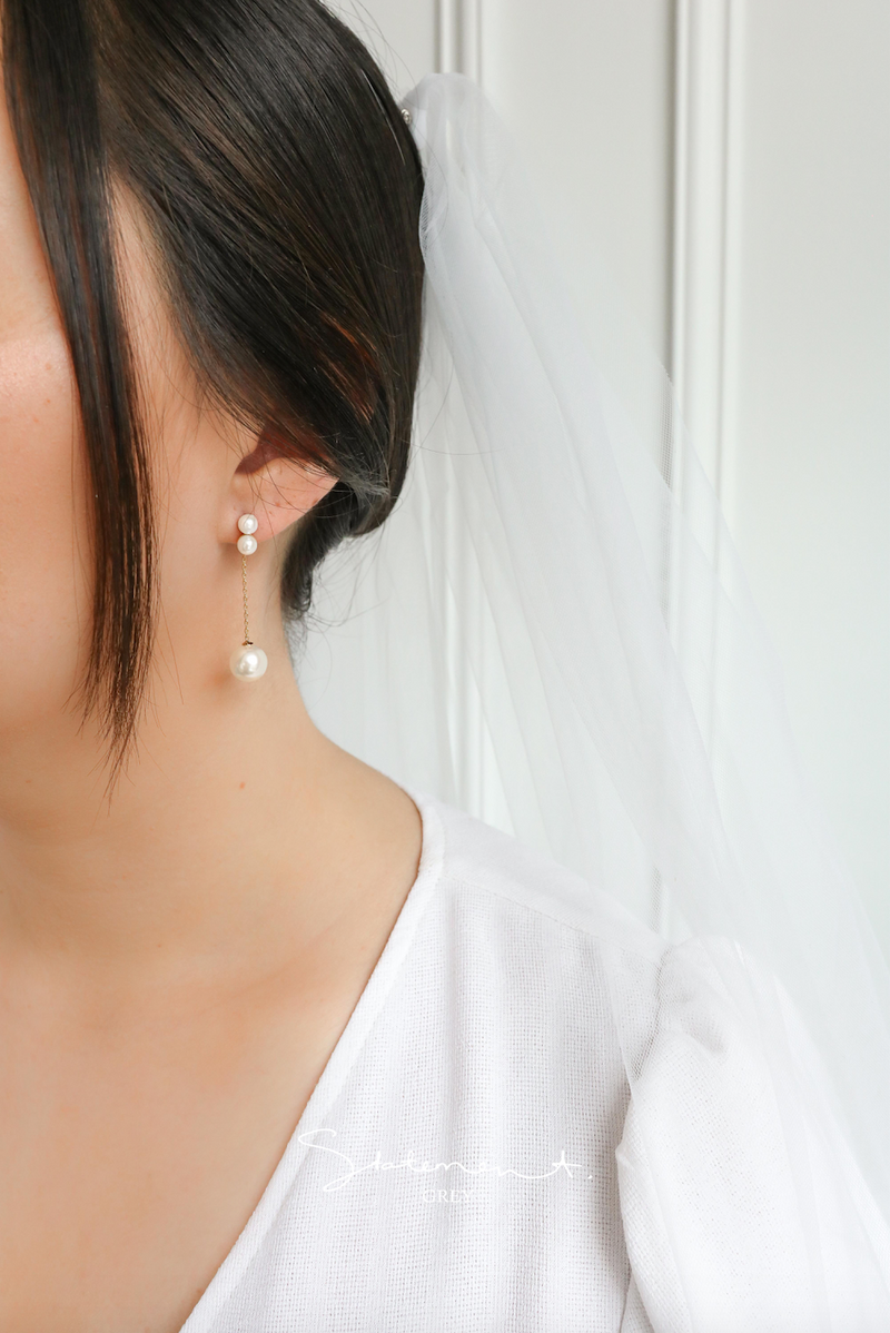 Double Pearl Drop Earrings