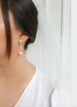 Double Pearl Drop Earrings