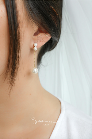 Double Pearl Drop Earrings