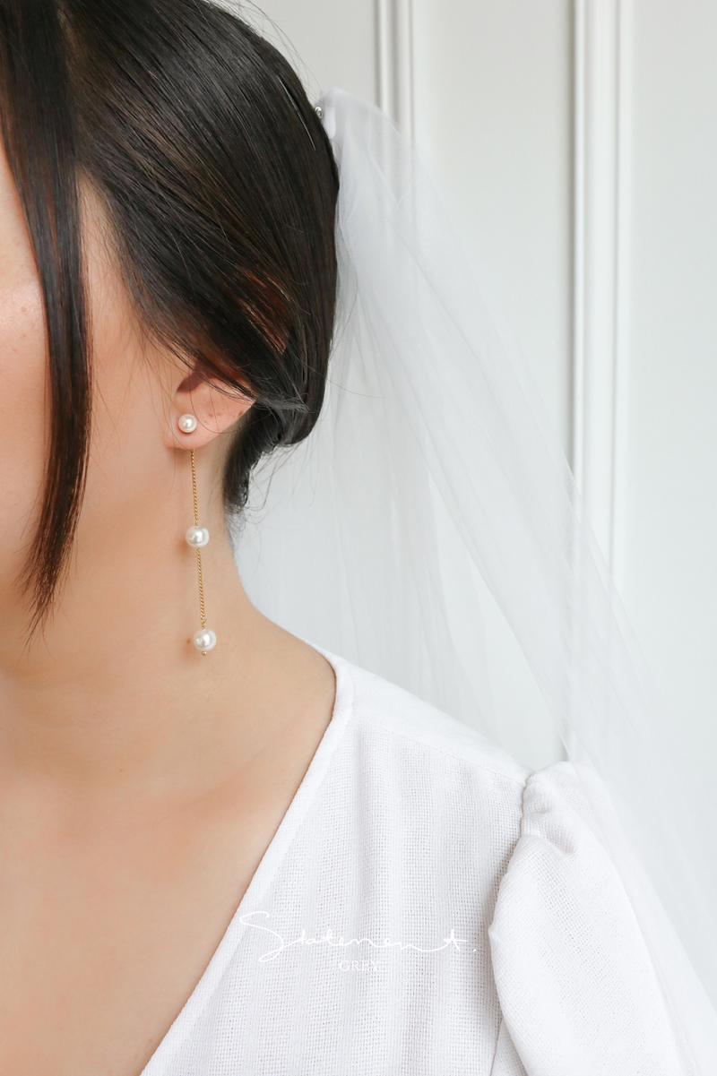 Three Pearl Station Earrings