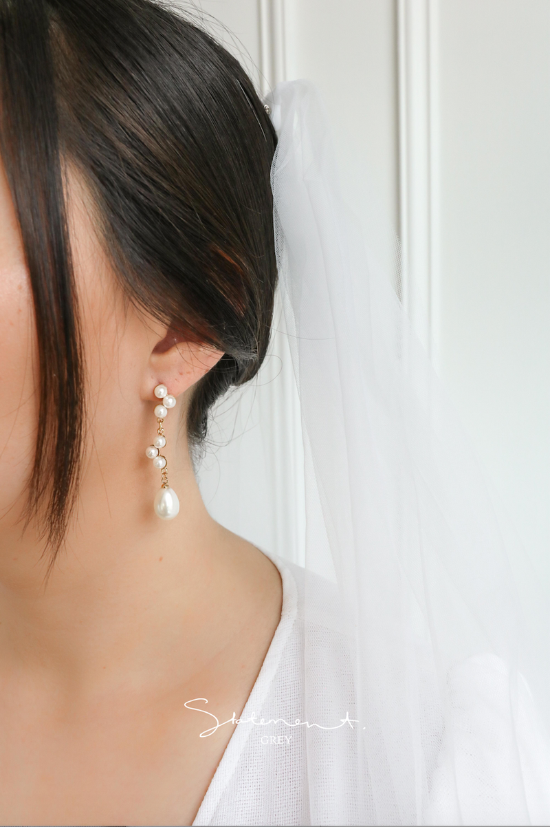 Pearl Cluster Drop Earrings