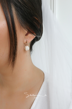 Pearl Sphere Hoop Earrings