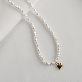 Bridget Pearl Gold Heart Necklace