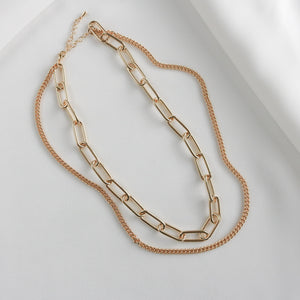 Bold Link & Curb Double Chain Necklace