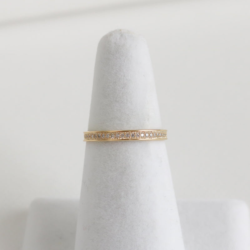 Bordered Pave Milgrain Eternity Ring