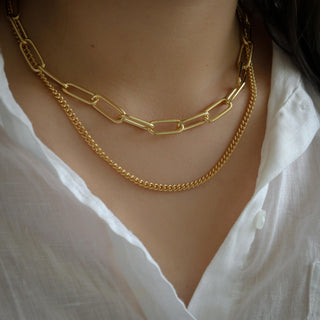 Bold Link & Curb Double Chain Necklace